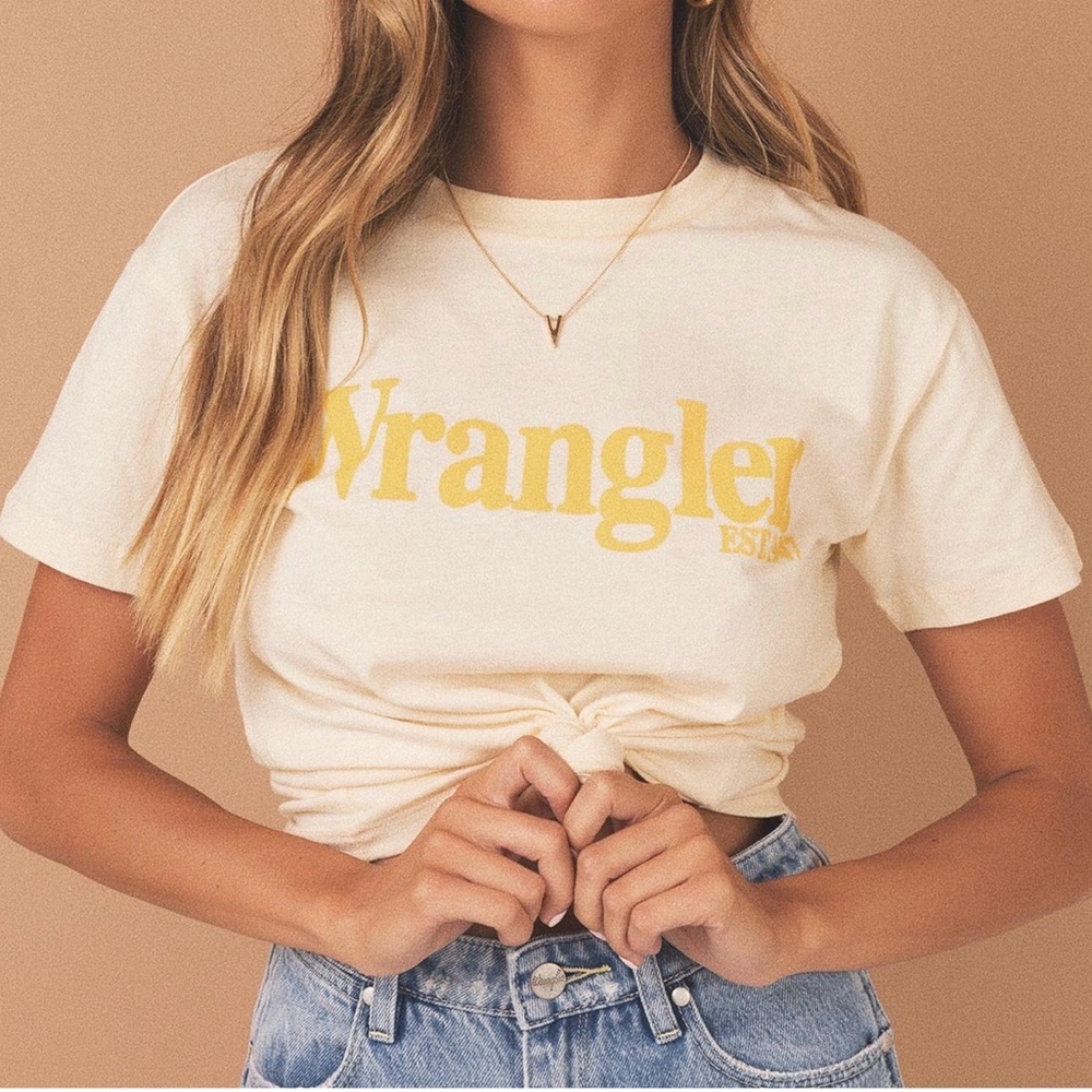 Wrangler x Princess Polly Light Yellow Tee | Sz 6